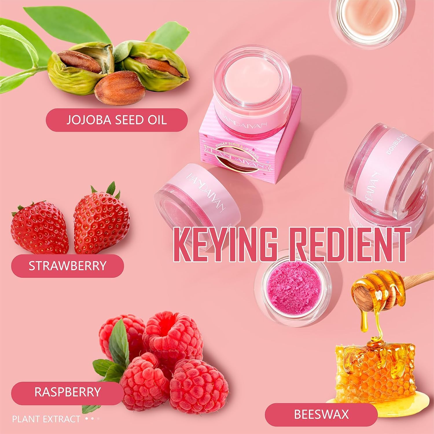 Handaiyan 2In1 Sugar Scrub & Lip Repair Mask [Set: Scrub 4g & Lip Mask 6g]	